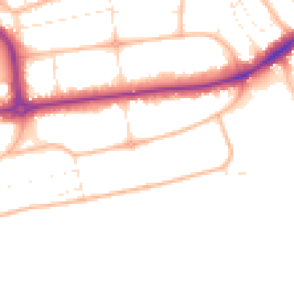 Daytime road noise heatmap for BH1 3HQ