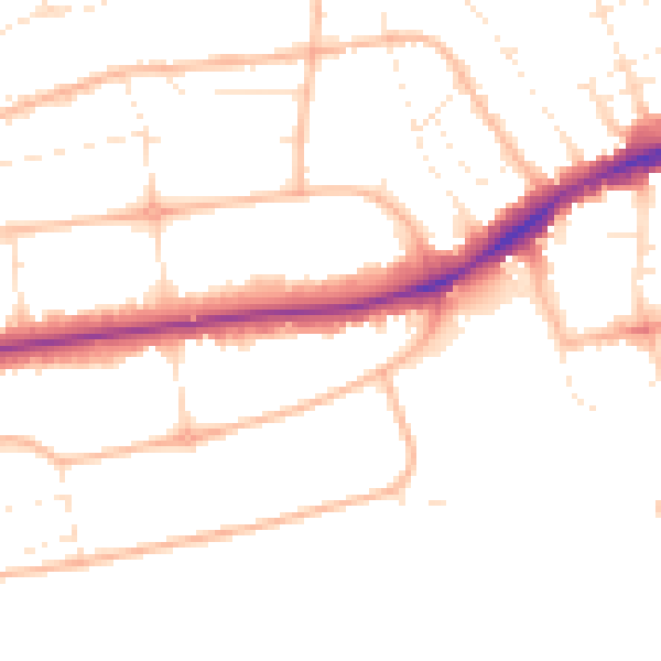 Daytime road noise heatmap for BH1 3PA