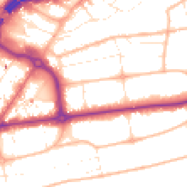 Daytime road noise heatmap for BH1 3PQ