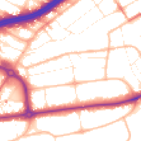 Daytime road noise heatmap for BH1 3PR