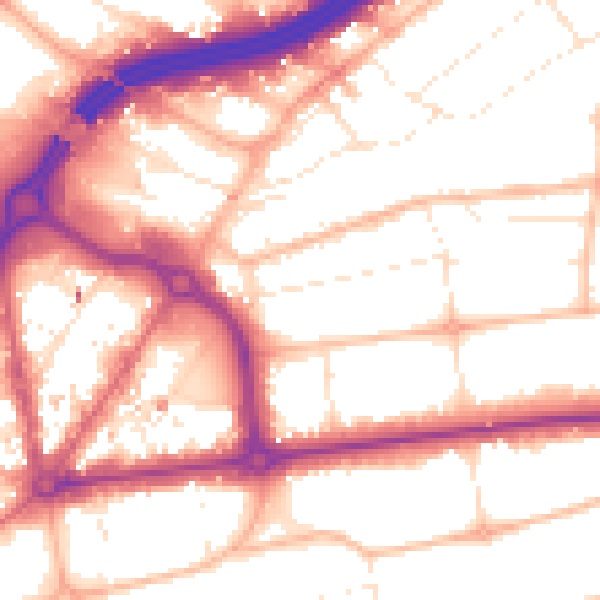 Daytime road noise heatmap for BH1 3RZ