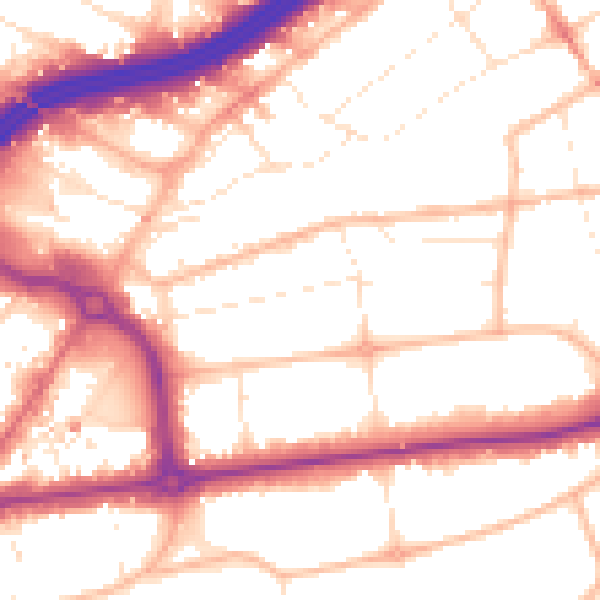 Daytime road noise heatmap for BH1 3SA