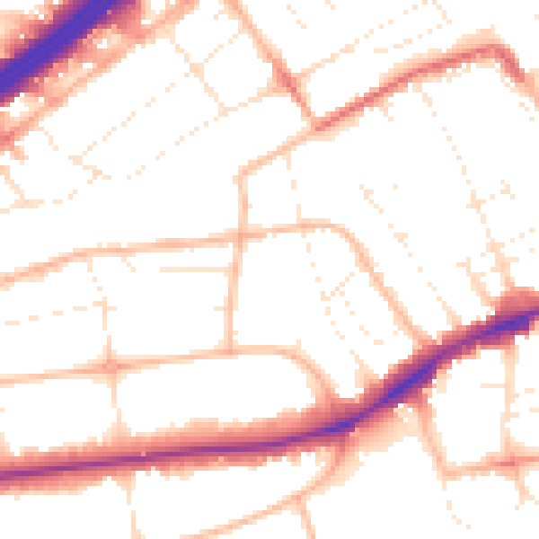 Daytime road noise heatmap for BH1 3ST