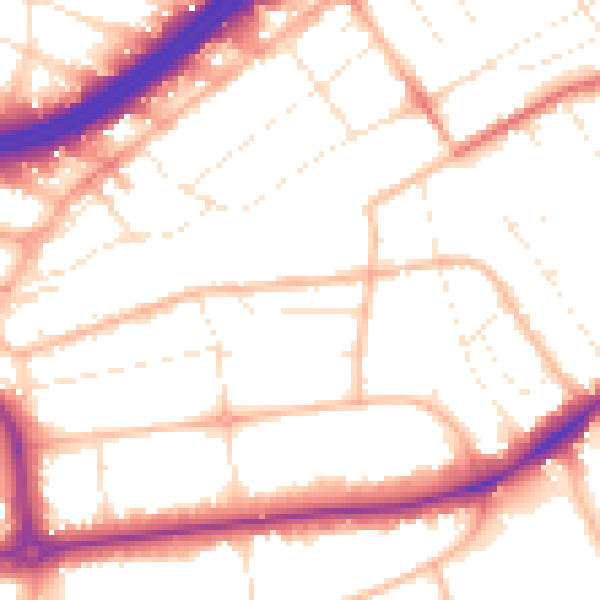 Daytime road noise heatmap for BH1 3TF