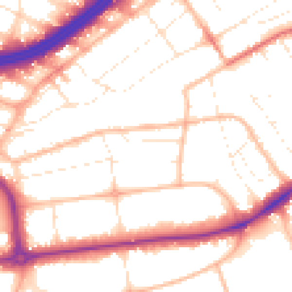Daytime road noise heatmap for BH1 3TG