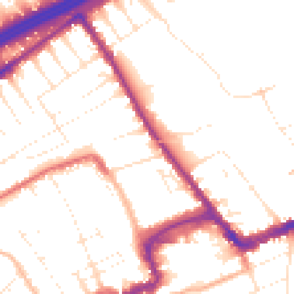 Daytime road noise heatmap for BH1 4BZ