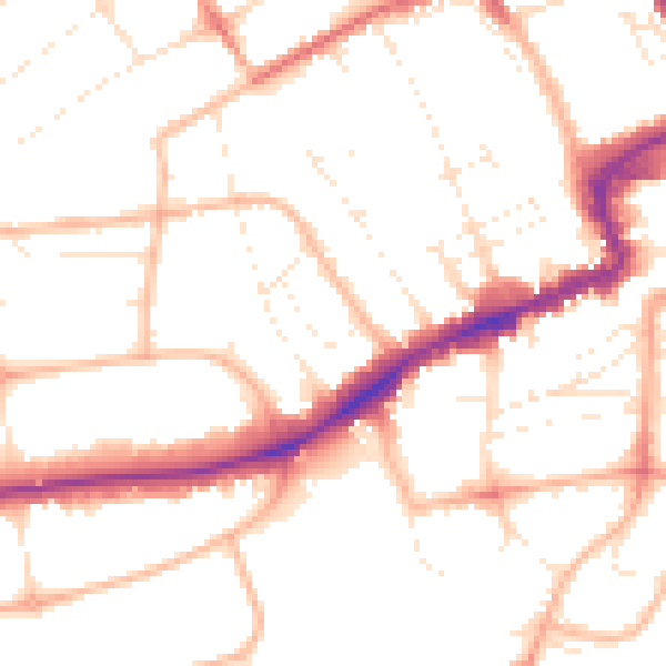 Daytime road noise heatmap for BH1 4DW