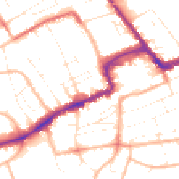 Daytime road noise heatmap for BH1 4EN