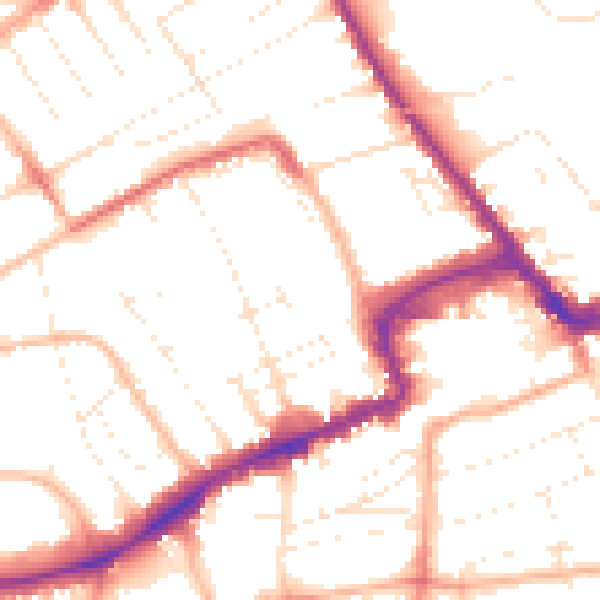 Daytime road noise heatmap for BH1 4EP