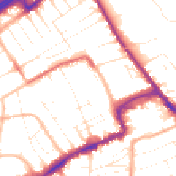 Daytime road noise heatmap for BH1 4ER