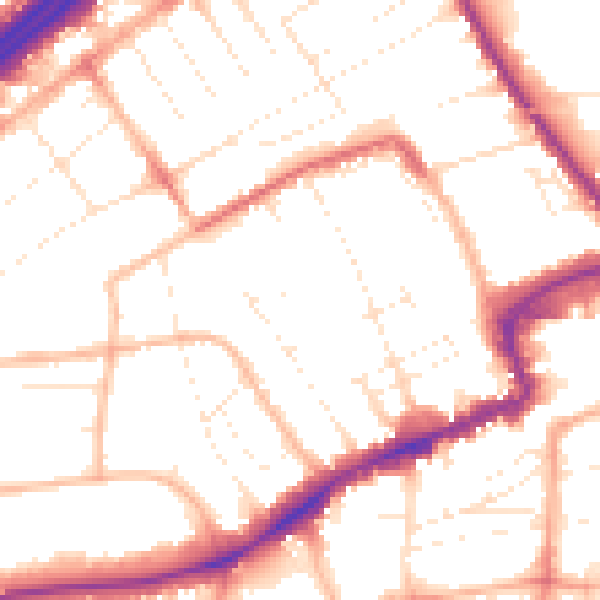 Daytime road noise heatmap for BH1 4ET