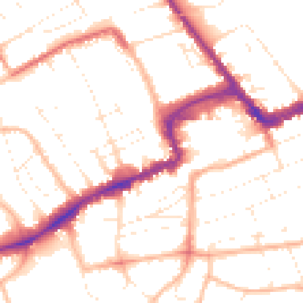 Daytime road noise heatmap for BH1 4EW