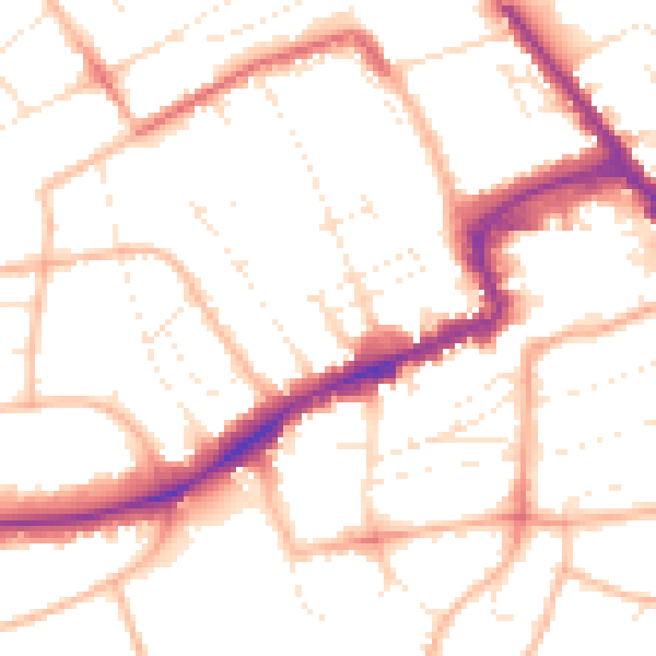 Daytime road noise heatmap for BH1 4HF