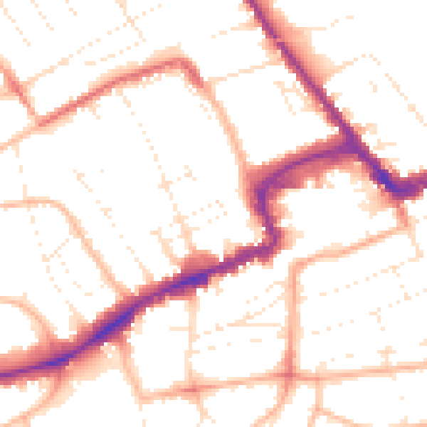 Daytime road noise heatmap for BH1 4HH