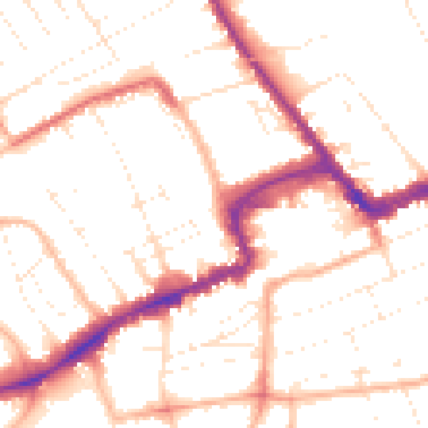 Daytime road noise heatmap for BH1 4HN