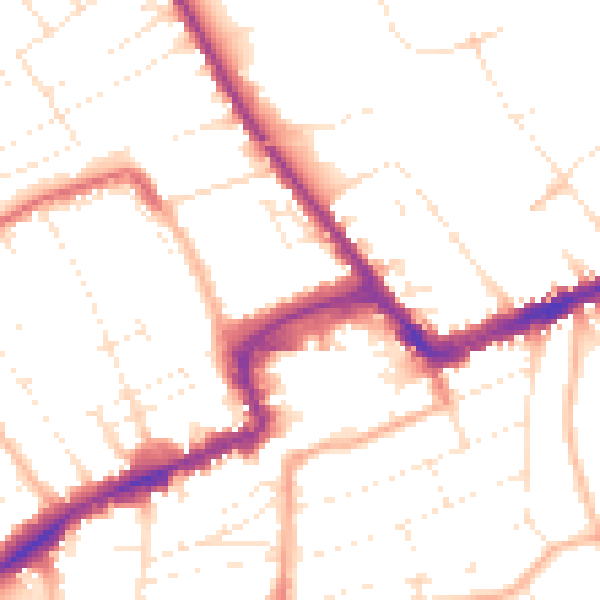 Daytime road noise heatmap for BH1 4HZ