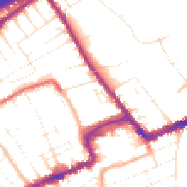 Daytime road noise heatmap for BH1 4JR