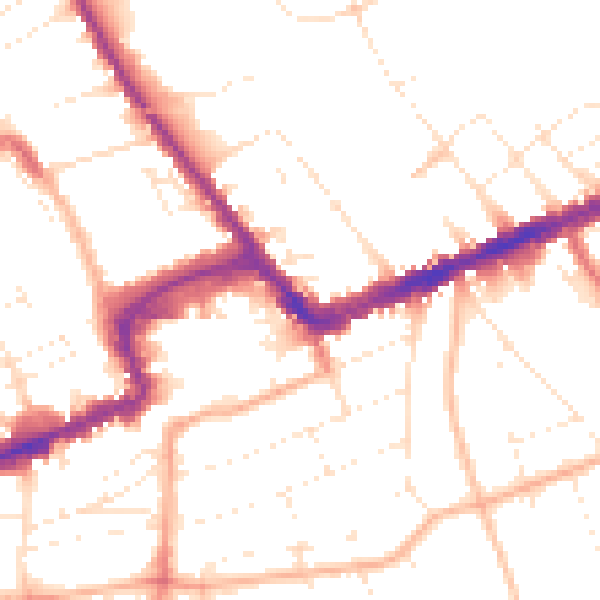 Daytime road noise heatmap for BH1 4LQ
