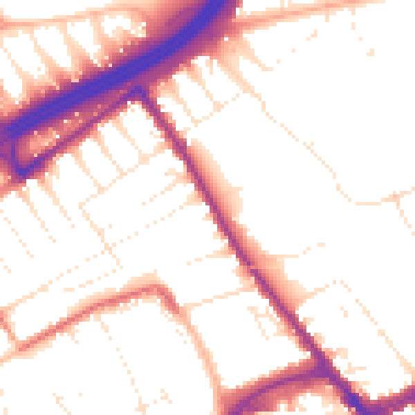 Daytime road noise heatmap for BH1 4NQ