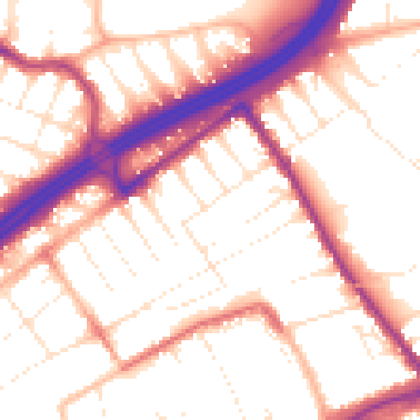Daytime road noise heatmap for BH1 4NR