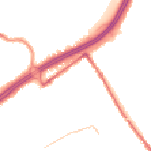 Night-time road noise heatmap for BH1 4NU