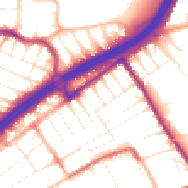 Daytime road noise heatmap for BH1 4NX