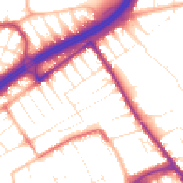 Daytime road noise heatmap for BH1 4PJ