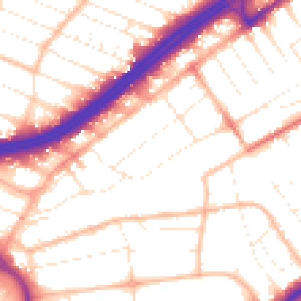 Daytime road noise heatmap for BH1 4PZ