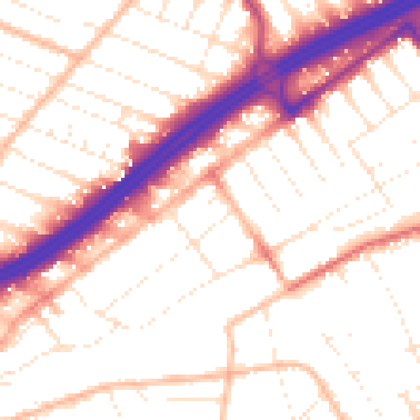 Daytime road noise heatmap for BH1 4QF