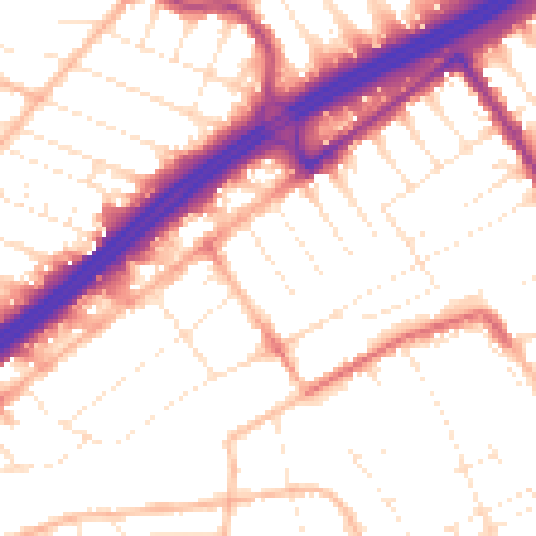 Daytime road noise heatmap for BH1 4QT
