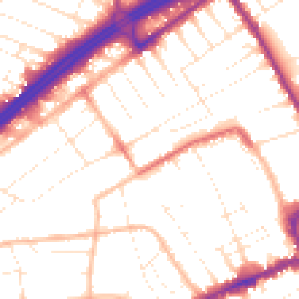 Daytime road noise heatmap for BH1 4RP