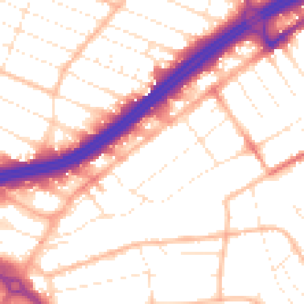 Daytime road noise heatmap for BH1 4SD