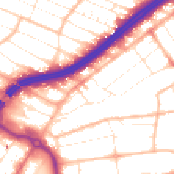 Daytime road noise heatmap for BH1 4SL