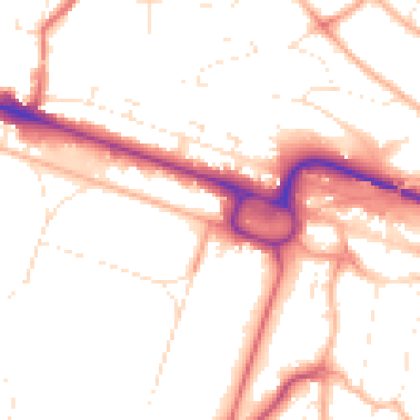 Daytime road noise heatmap for BH13 6BE