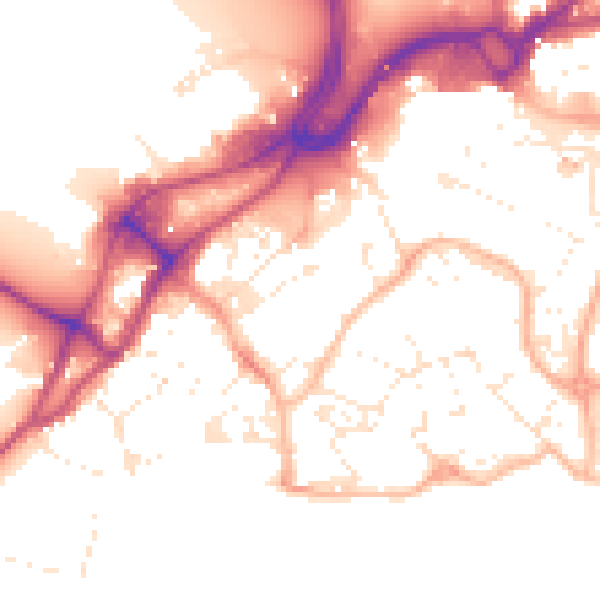 Daytime road noise heatmap for BH15 1DB