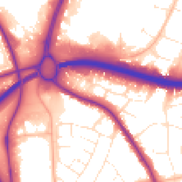 Daytime road noise heatmap for BH15 3EY