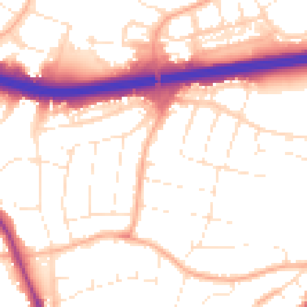 Daytime road noise heatmap for BH15 3LY