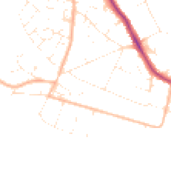 Daytime road noise heatmap for BH15 4EY