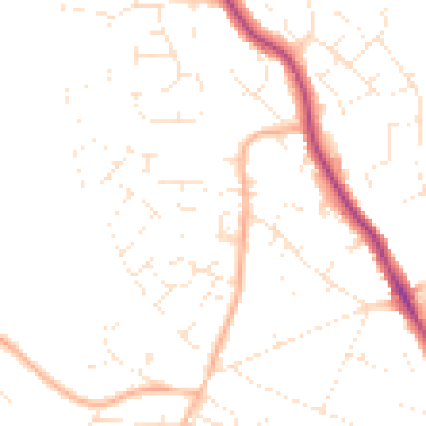Daytime road noise heatmap for BH15 4NW