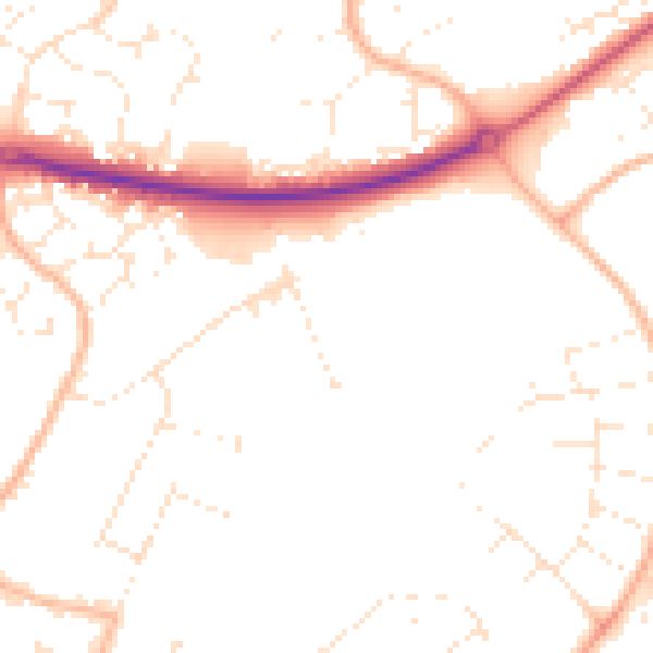Daytime road noise heatmap for BH17 0GL