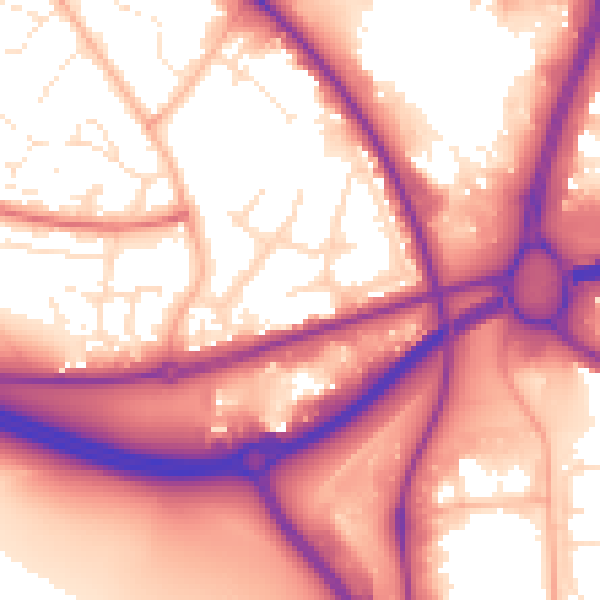 Daytime road noise heatmap for BH17 7AP