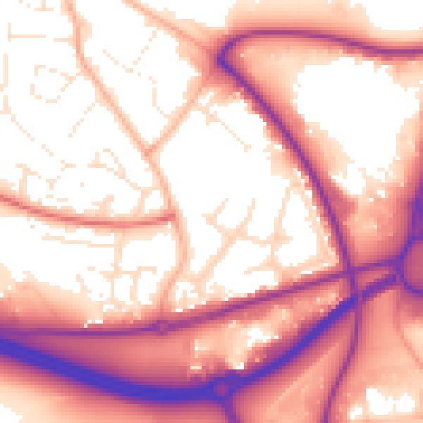 Daytime road noise heatmap for BH17 7AS