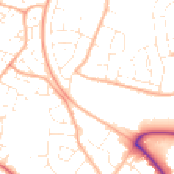 Daytime road noise heatmap for BH17 7FT