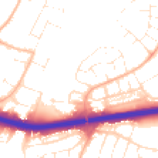 Daytime road noise heatmap for BH17 8PN