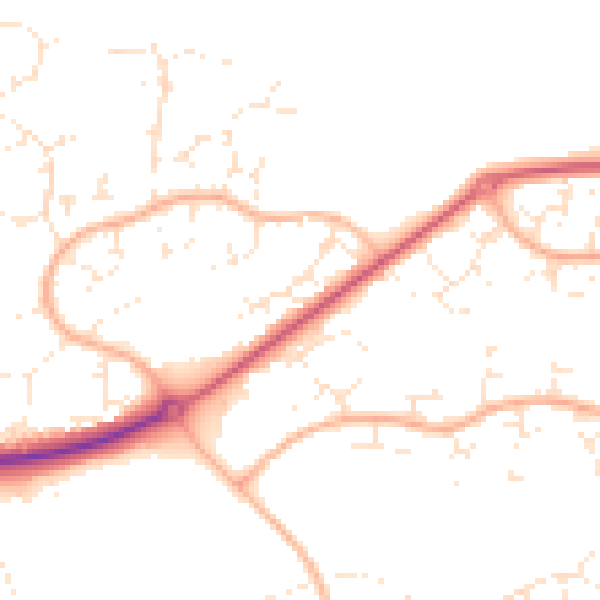 Daytime road noise heatmap for BH17 9EE