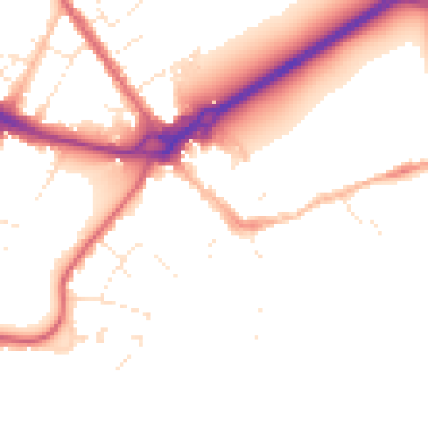 Daytime road noise heatmap for BH23 1AS