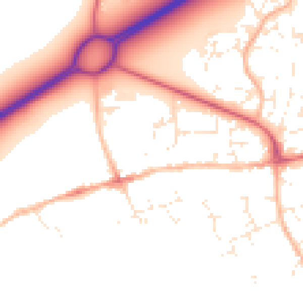 Daytime road noise heatmap for BH23 1HE