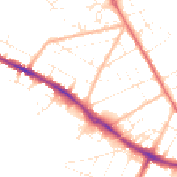 Daytime road noise heatmap for BH23 2BY