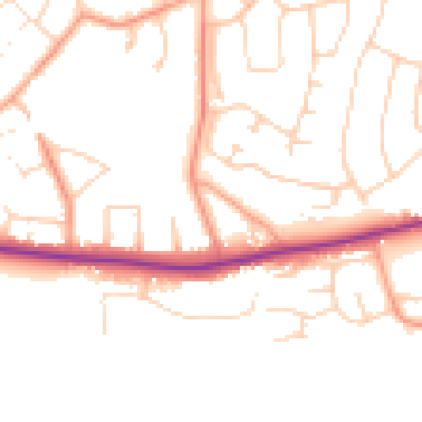 Daytime road noise heatmap for BH23 4LL