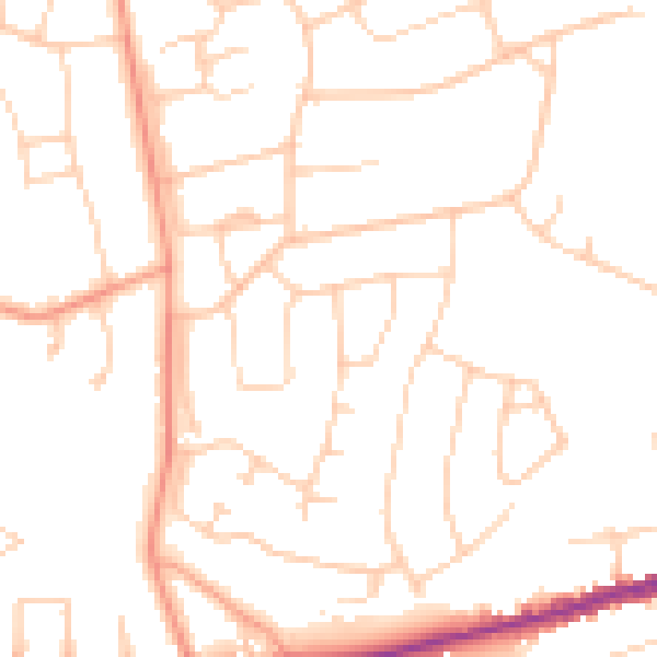 Daytime road noise heatmap for BH23 5AU
